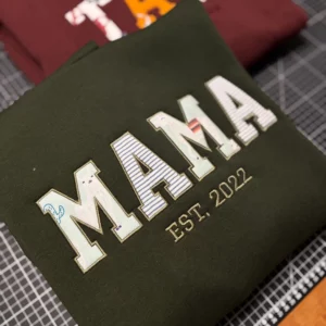 Zestaw bluz z napisami MAMA i TATA "college" (patchwork)