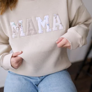 Bluza z napisem MAMA "college" (patchwork)